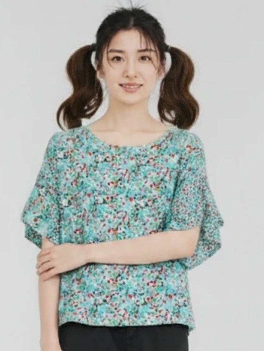 Nwt Viola Vorghi Tiffany teal linen Sz M top floral Italy summer